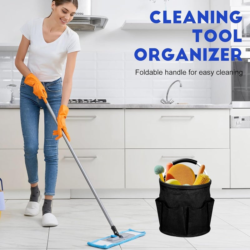 Ashmacdo Cleaning Caddy for Cleaning Supplies,17L Cleaning Supply Caddy with Handle Foldable Cleaning Supplies Organizer Bucket Cleaning Products Organizers for Home, Garden (Black) - Image 4